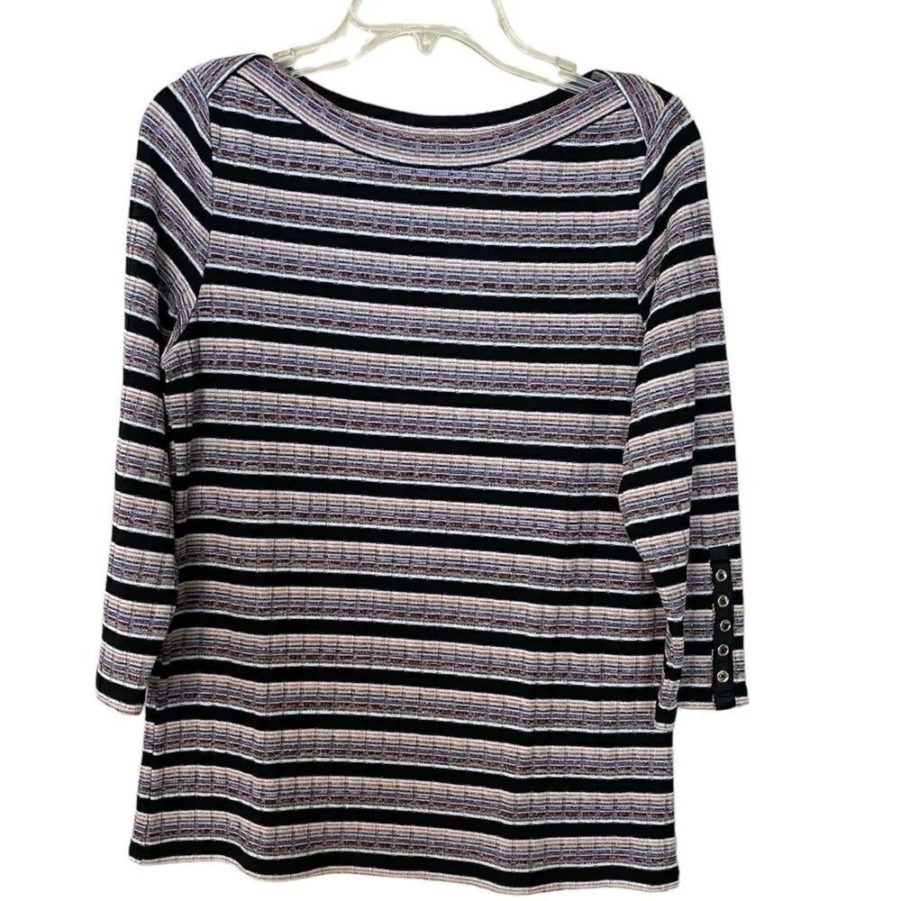 Rafaella 3/4 Sleeves Striped Top